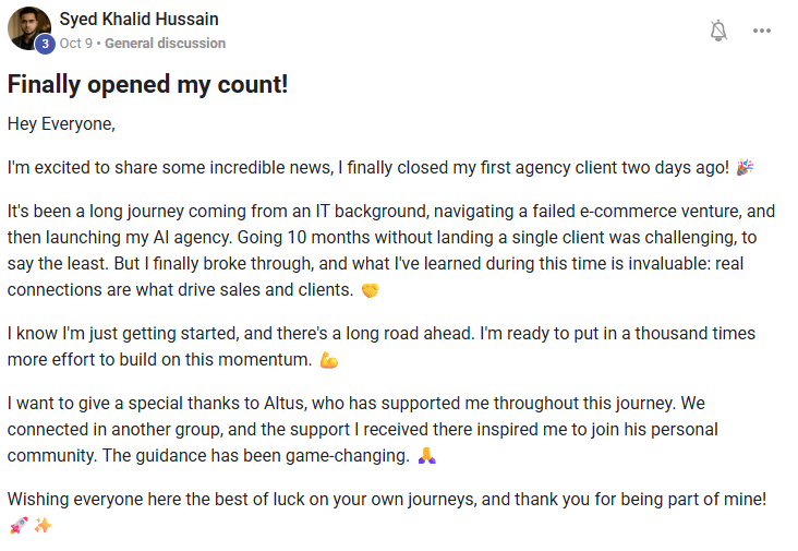 Testimonial from Syed Khalid Hussain